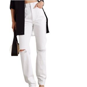 Alexander Wang High Waist Distressed Denim Jeans White Size 30 V Back Waistband